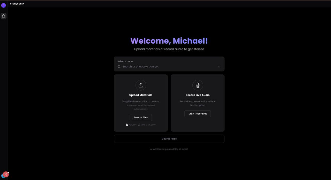 StudySynth dashboard interface